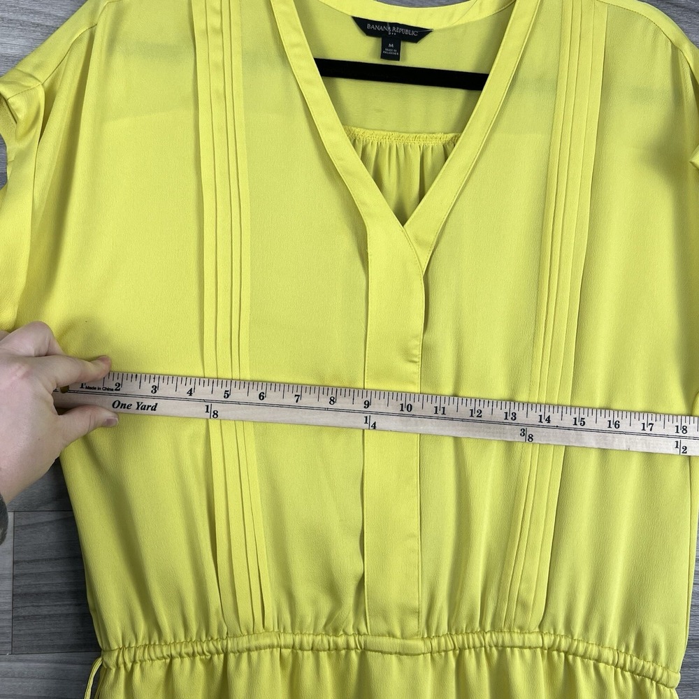 Banana Republic Dress Womens M Yellow Short Sleeve Knee Lenght Bright Tie Waist - Picture 9 of 12